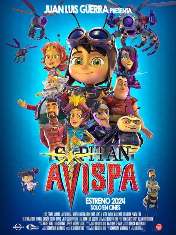 Poster de la película animada Capitán Avispa producida por Juan Luis Guerra