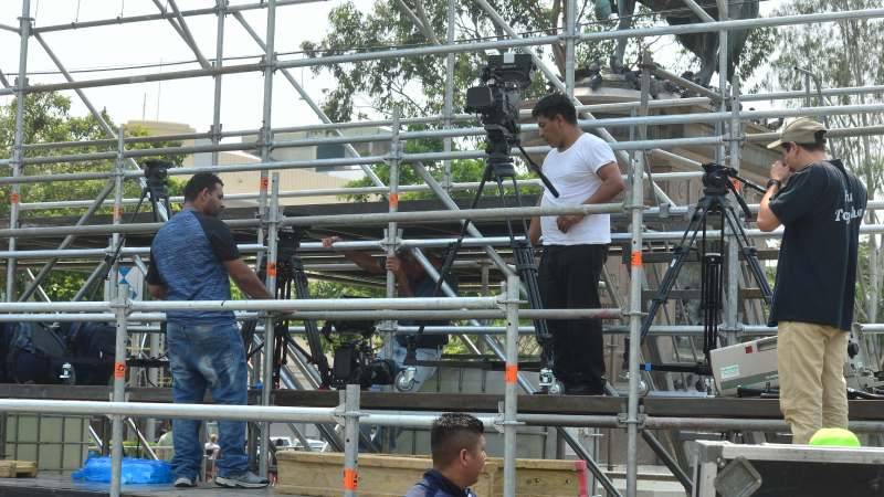 Preparativos para toma de posesin en el centro historico de San Salvador