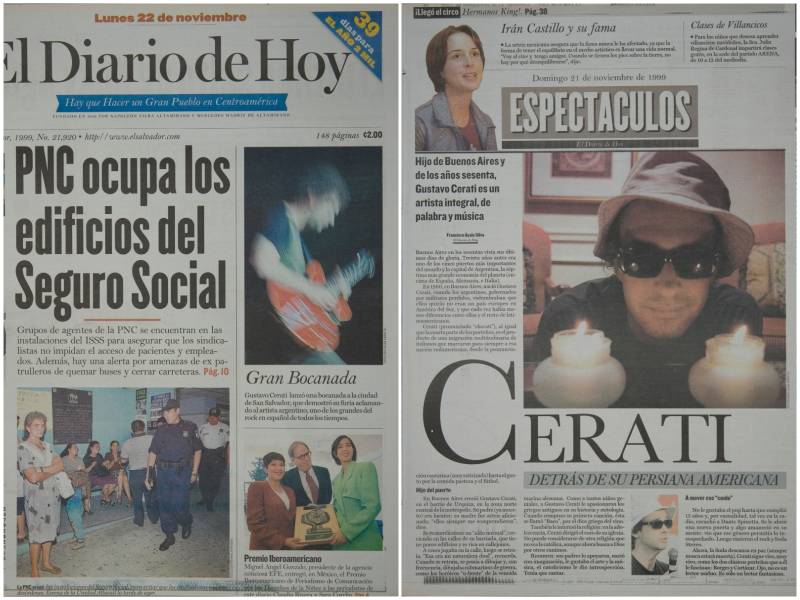 Publicaciones EDH sobre concierto Gustavo Cerati en El Salvador en 1999