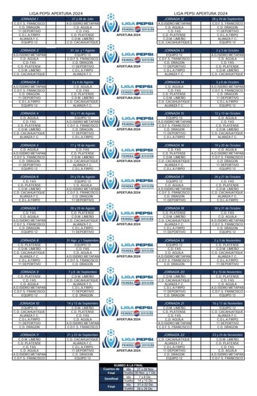 Calendario Apertura 2024 Primera Division