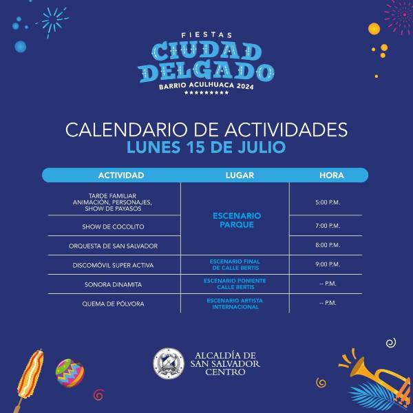 Agenda fiestas patronales Ciudad Delgado 15 de julio