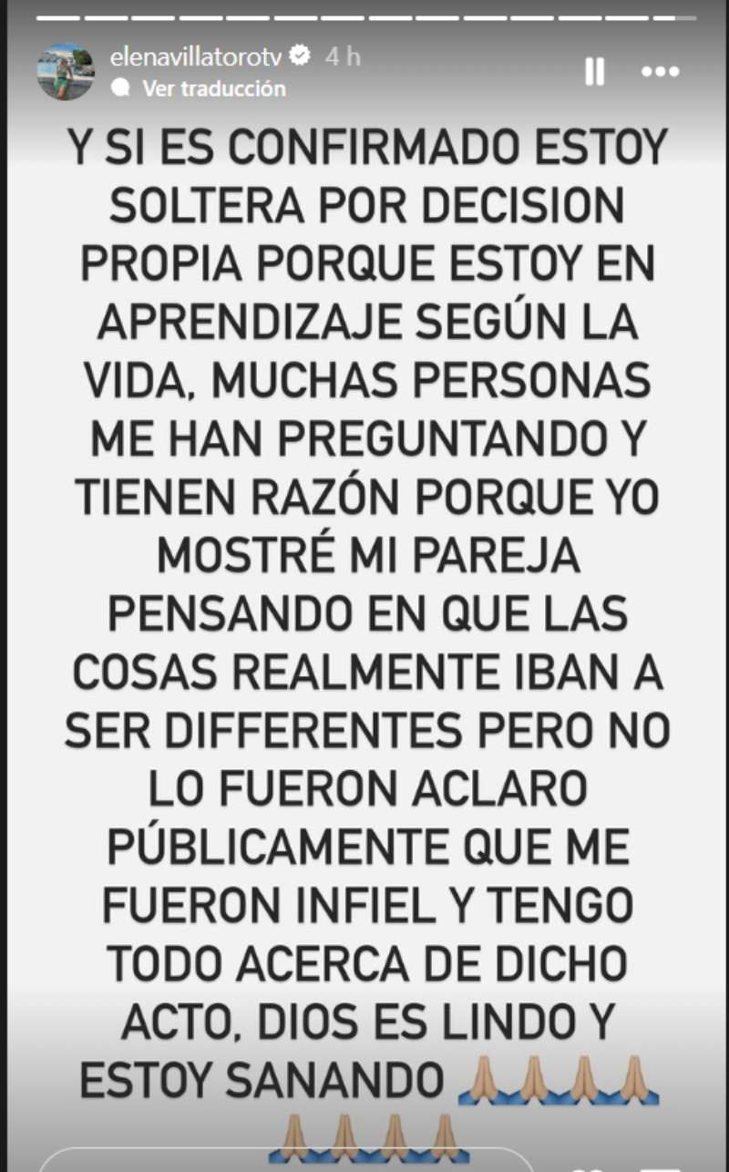 Elena Villatoro confirma soltería