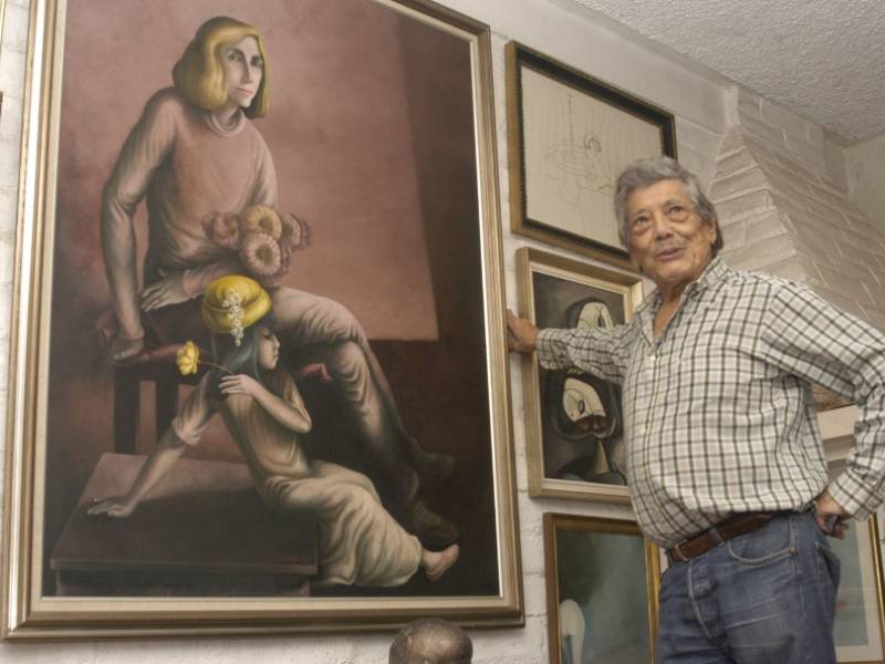 Pintor Carlos Cañas en su casa, en 2004