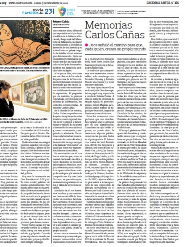 Columna de Roberto Galicia sobre Carlos Canas