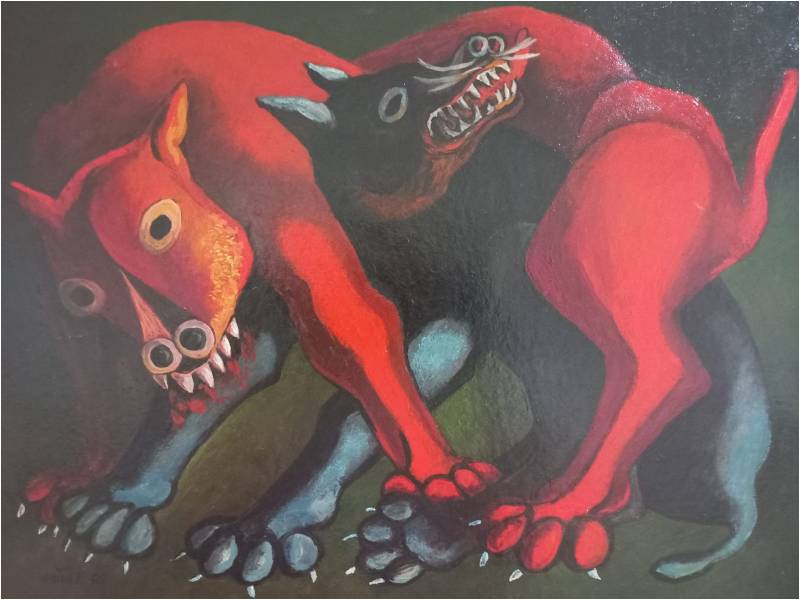 Obra "Perros" de 1956 del maestro Carlos Cañas