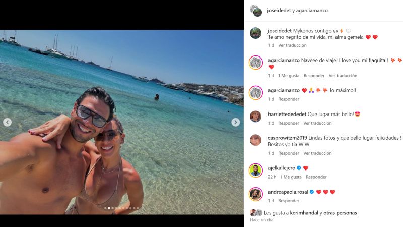 Andrés García Manzo y su esposa en Mykonos, Grecia.