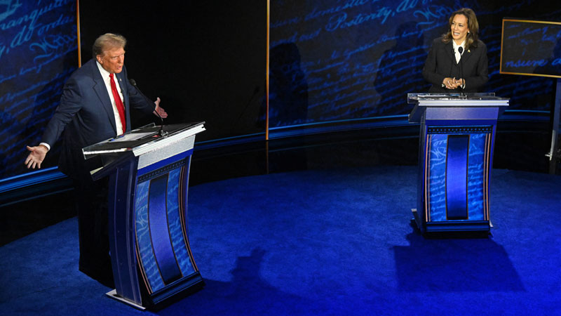 Debate presidencial entre Donald Trump y Kamala Harris. Foto EDH / AFP