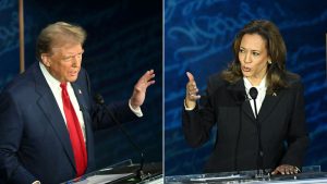 Debate presidencial entre Donald Trump y Kamala Harris. Foto EDH / AFP
