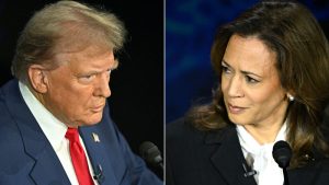 Debate presidencial entre Donald Trump y Kamala Harris. Foto EDH / AFP