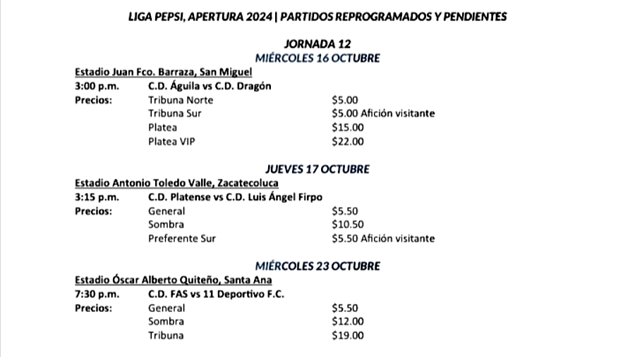 liga mayor futbol juegos partidos reprogramado reprogramacion lmf primera division apertura 2024 01