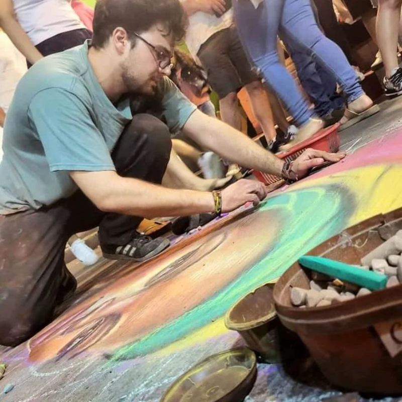 Giovanni Coccia, artista Madonnari en el Centro Histórico de San Salvador