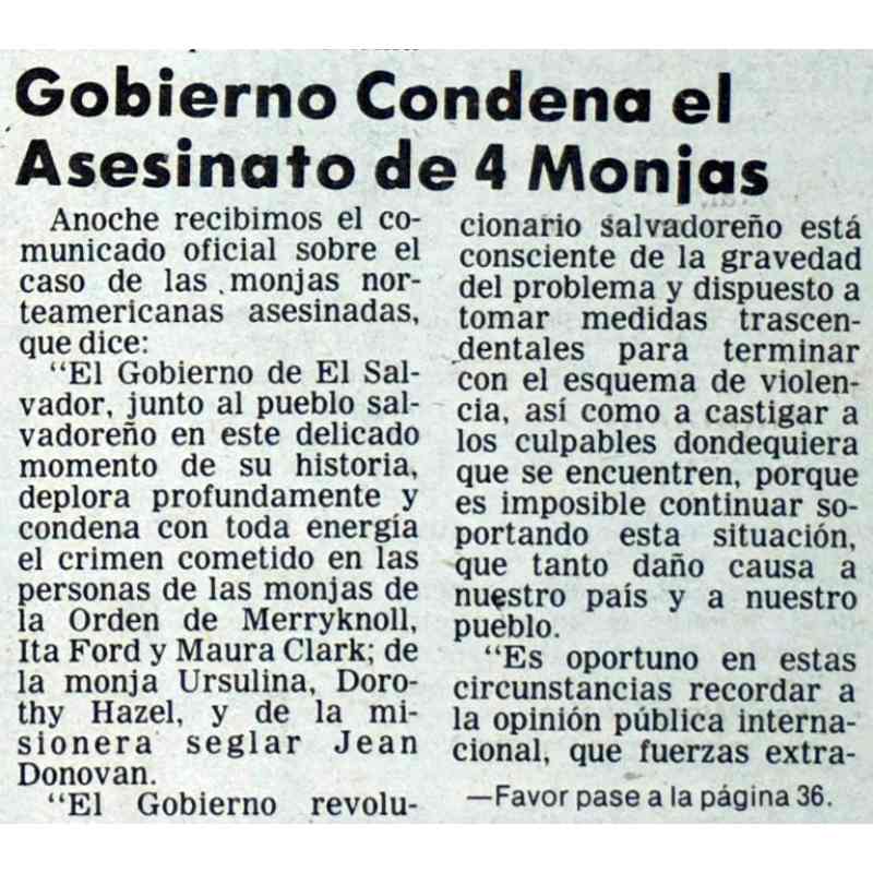 religiosas norteamericanas 1980 orden maryknoll conflicto armado