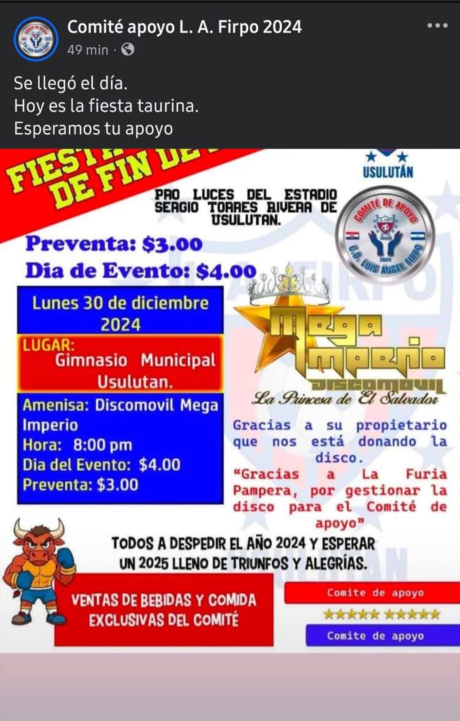 Comite Apoyo Firpo fiesta pro luces