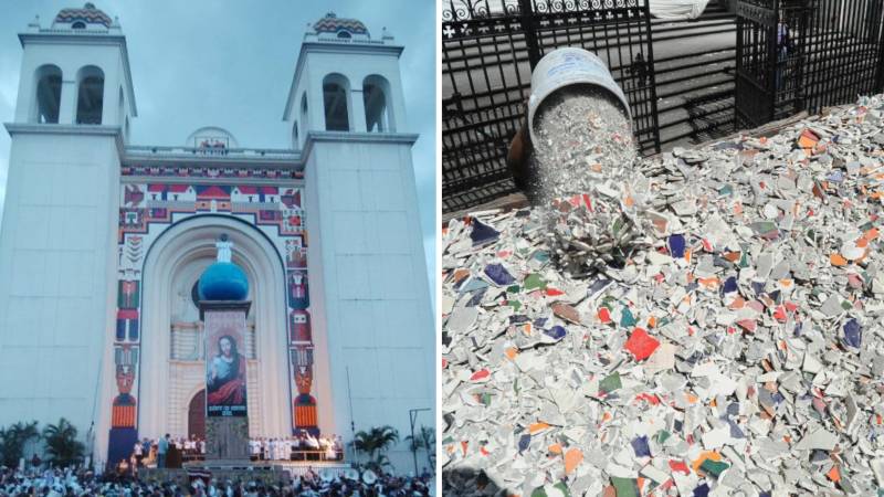 Mural de catedral metropolitana del artista Fernando Llort que fue destruido en diciembre de 2011.