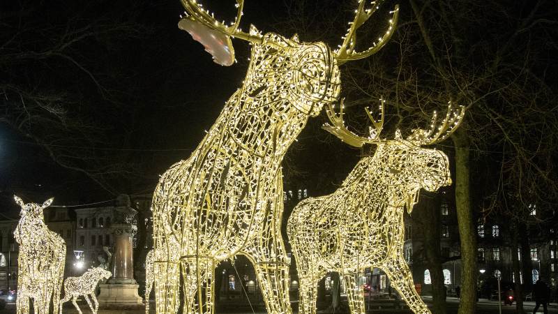 Renos con luces de todos los tamaños no pueden faltar. Foto: AFP