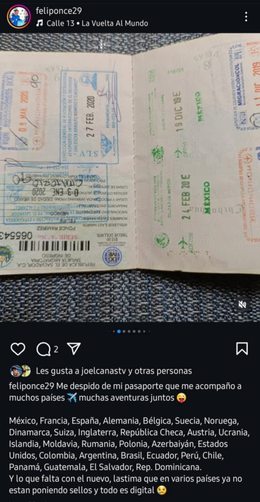 Felipe Ponce pasaporte viajero El Salvador