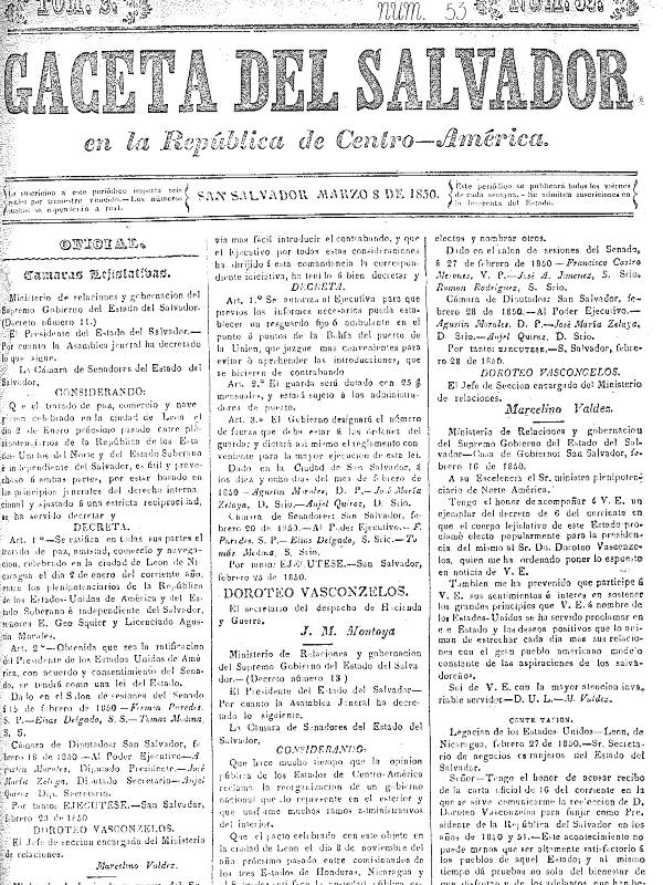 Primer tratado entre El Salvador y Estados Unidos