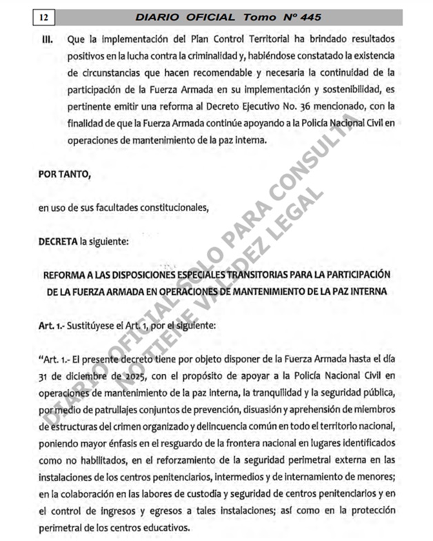 reforma decreto Fuerza Armada en seguridad