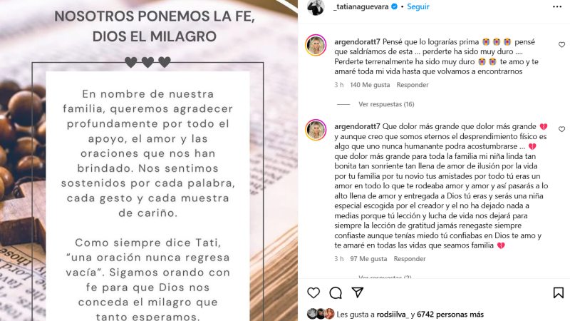 La familia de Tatiana Guevara mantuvo al tanto al público sobre su estado.