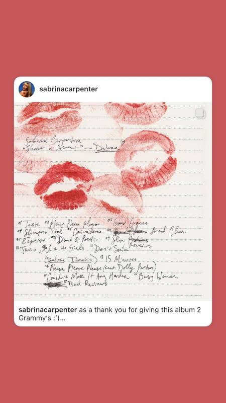 Sabrina Carpenter anuncia en sus stories de IG colaboración con Dolly Parton