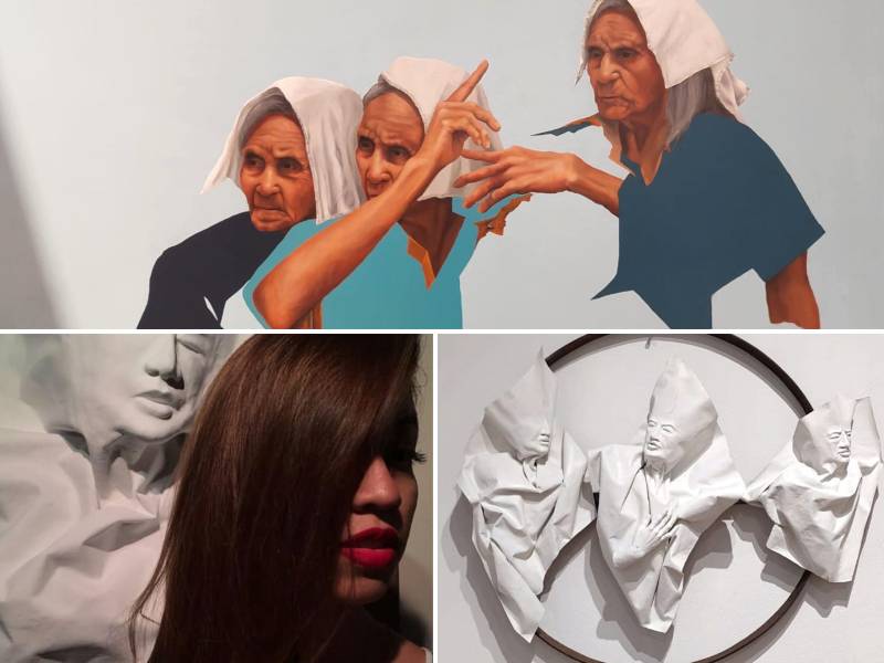 Artista Jennifer Calderón y su obra a exponer en Honduras