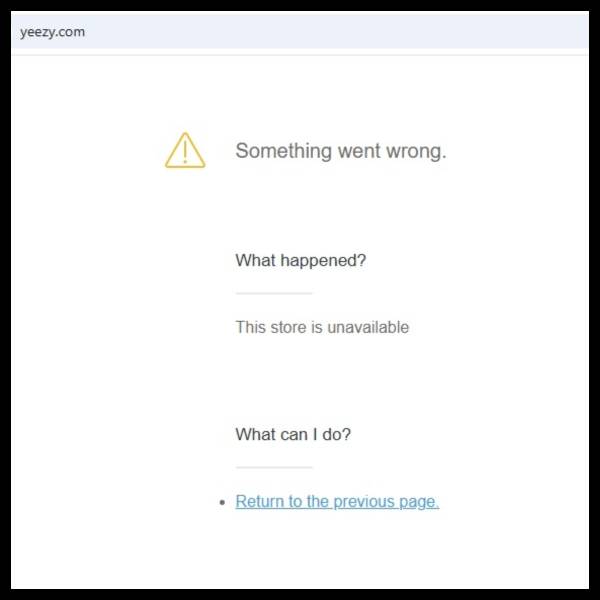 Portal web de la marca de Kanye West fuera de línea