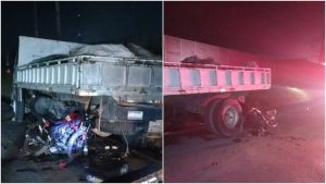 Así quedó la moto en que se conducía la víctima. Foto / Comandos de Salvamento