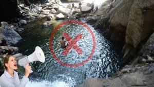 Cuidado al lanzarte de las cascadas de Tamanique
