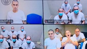 Los acusados fueron arrestados bajo las disposiciones del régimen de excepción. Foto: Centros Judiciales El Salvador