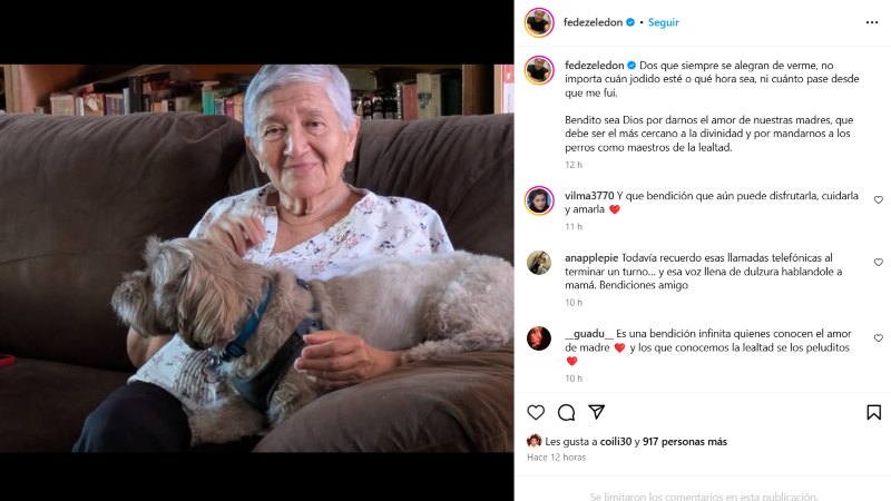 Federico Zeledón es muy apegado a su madre.