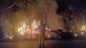 El incendio en el terreno fue provocado, según lugareños. Foto: Comandos de Salvamento