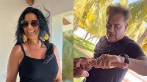 Moisés Urbina y Verónica Guerrero en la playa