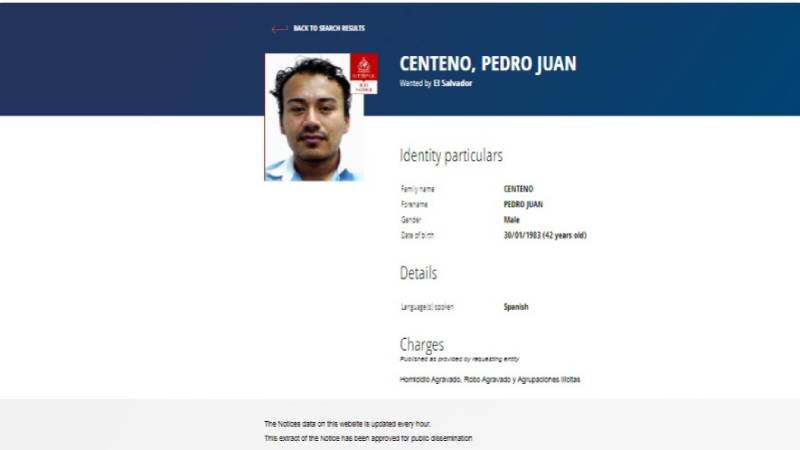 Pedro Juan Centeno homicidio extorsión Interpol