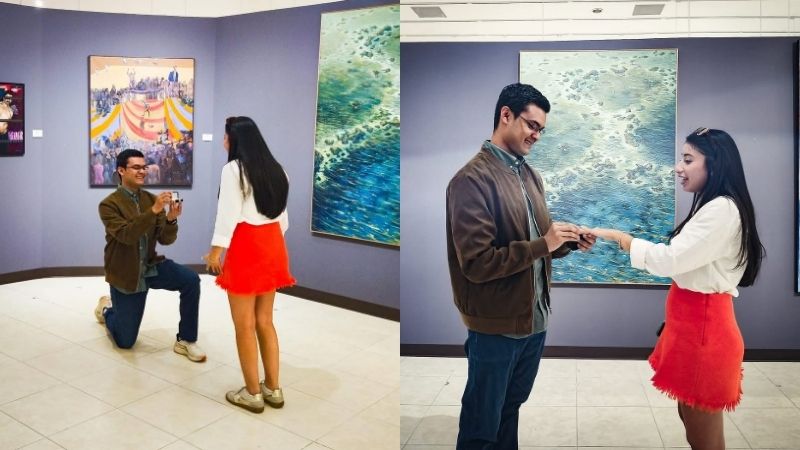 Mario Rodas y Grethel Ulloa fueron los novios que protagonizaron una romántica propuesta de matrimonio en el Museo MARTE. / 