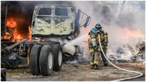 Al menos cinco vehículos quedaron totalmente destruidos. Foto / Bomberos.