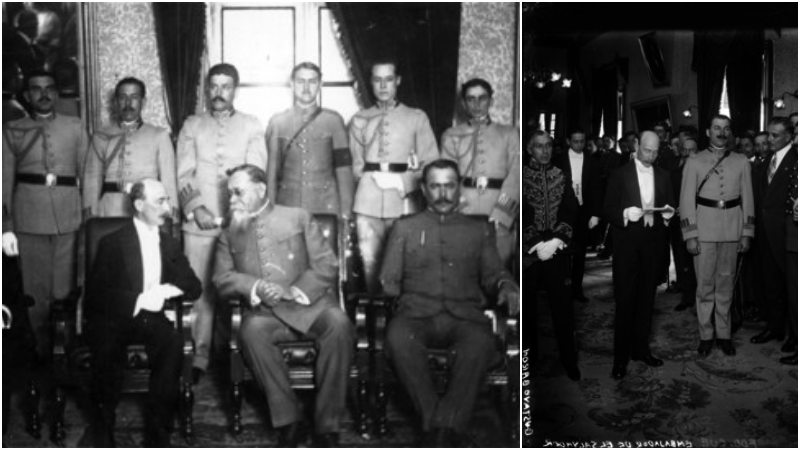 Ceremonia de presentación de las cartas credenciales de ministro salvadoreño ante el general mexicano Venustiano Carranza. Fotos cortesía de la Fototeca Nacional de México.