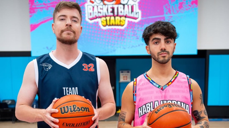 Fernanfloo partido de baloncesto contra MrBeast