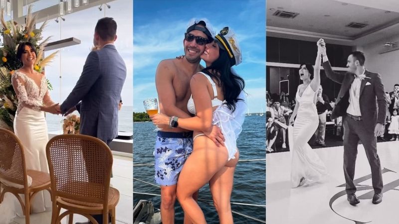 Carolina Ruiz vivió una especial celebración de matrimonio con el mar como postal.  / 