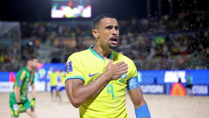 Rodrigo de Brasil celebra un gol en los cuartos de final del Mundial Seychelles 2025. Foto: Cortesía FIFA