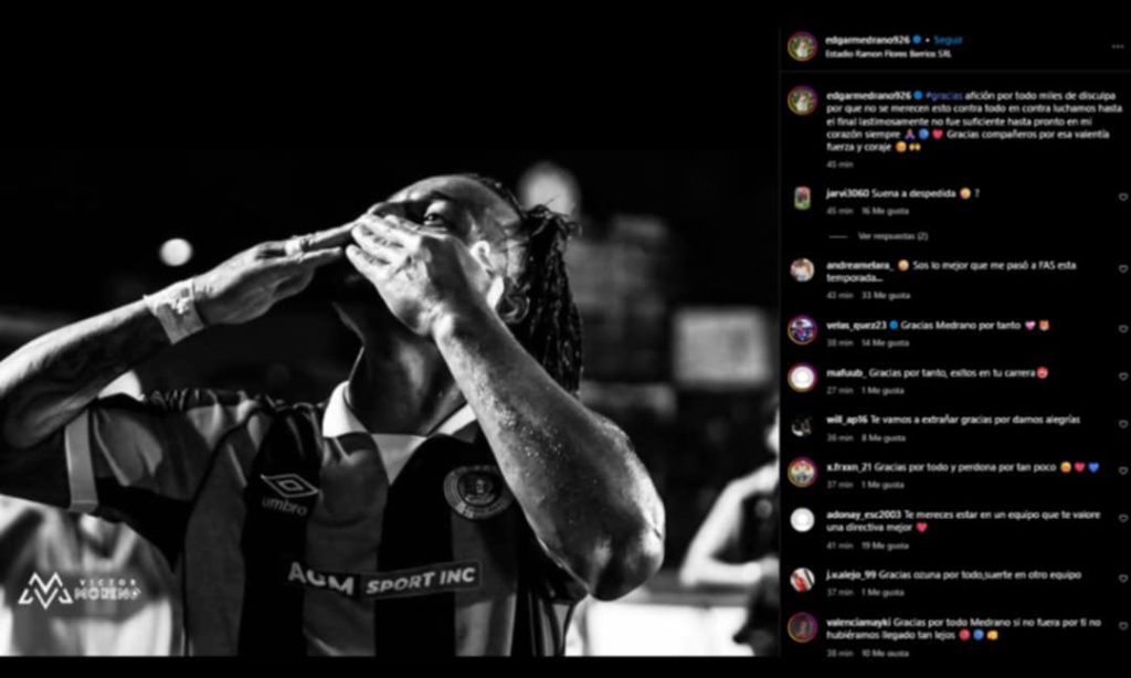 Edgar Medrano despedida post instagram FAS