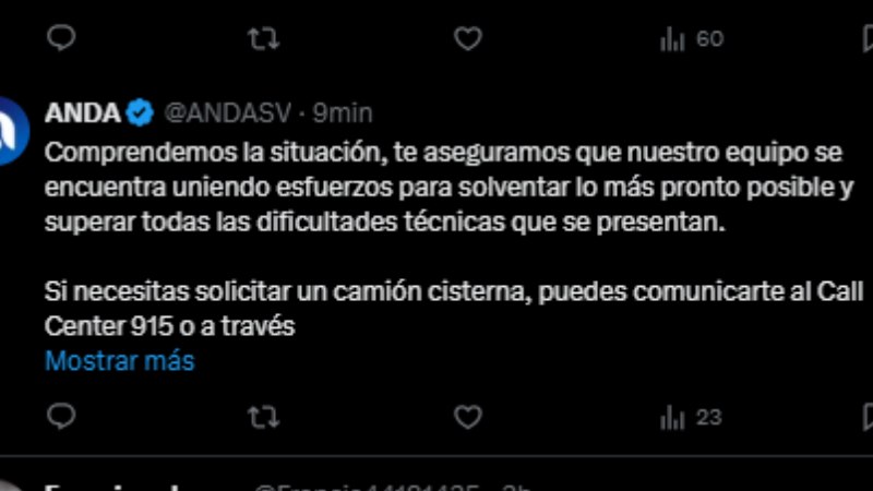 Esta es la respuesta de Anda a los usuarios ante las quejas. Foto / Cortesía