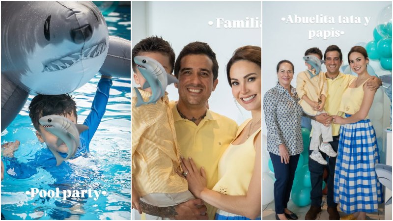 Andrea Mariona cubrió el rostro de su hijo con un tiburoncito, ha decidido desde este momento proteger a su pequeño.