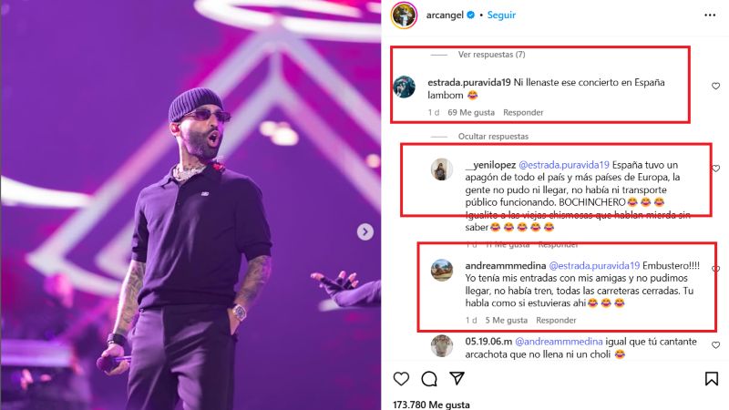 Arcángel recibió varias críticas de supuestos españoles afectados por el apagón.