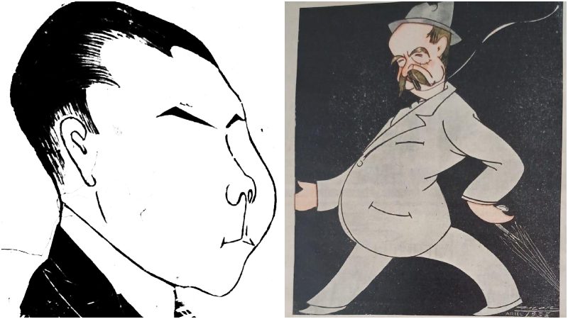 1. Autocaricatura de Víctor B. Recinos. 2. El empresario y teósofo alemán Hugo Rinker Fink (1873-1939), por Carlos González Mon.