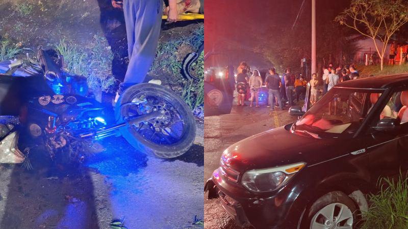 Motociclistas quedó tendido tras ser atropellado por un vehículo. Foto EDH / Cortesía Cruz Azul.
