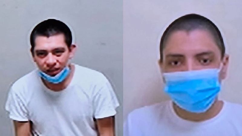 Vista pública contra José Arnoldo Morán Gutiérrez y Gabriel Isaí Morán Rosales, acusados del delito de feminicidio agravado. Foto EDH / Cortesía Centros Judiciales.