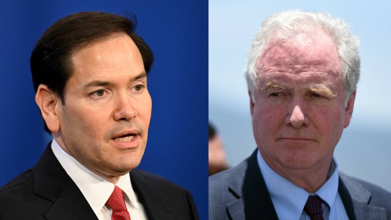 El Secretario Marco Rubio y el senador demócrata Van Hollen se enfrentaron por el caso del salvadoreñ Kilmar Abrego. Foto EDH / AFP