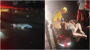 Escena del accidente ocurrido en la Troncal del Norte que dejó a una mujer muerta y a dos heridos. Foto / Cortesía Comandos de Salvamento