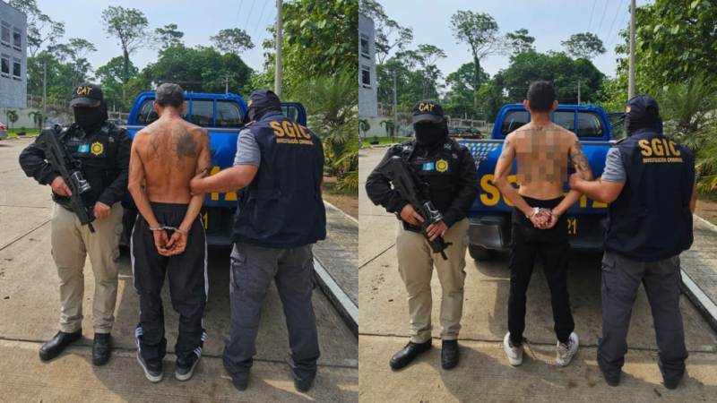 Los hombres tienen tatuajes alusivos a las pandillas. Foto / Cortesía PNC de Guatemala