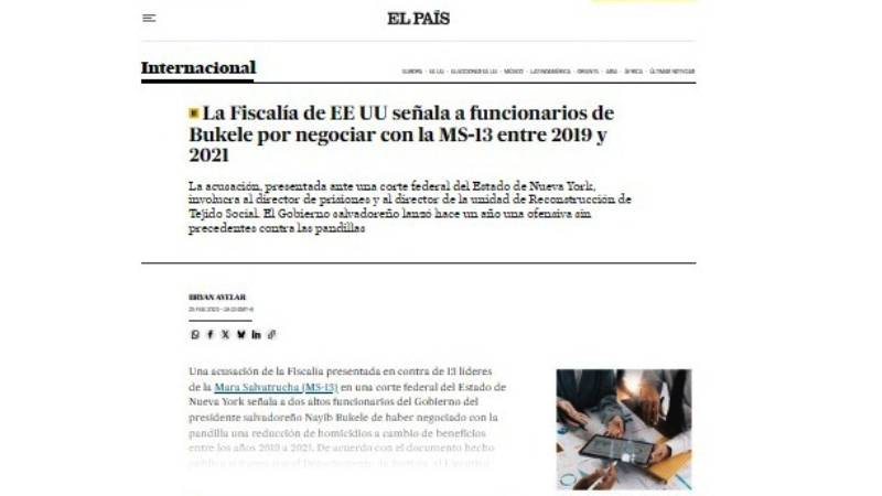 periodico El Pais pacto pandillas Nayib Bukele 31